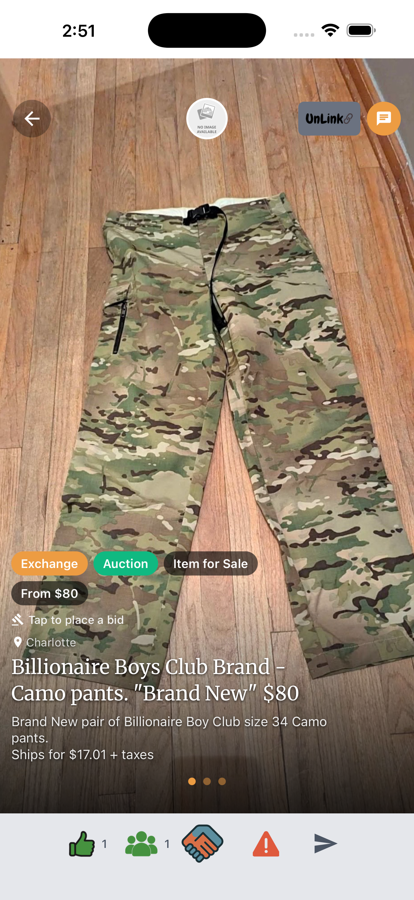 Qollaby exchange listing detail with bid and pricing info